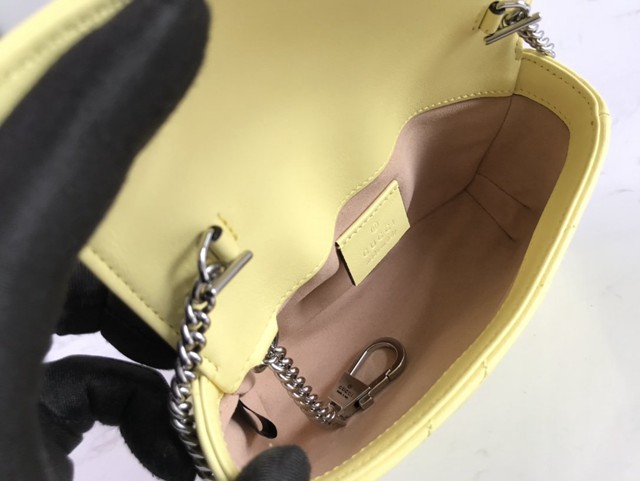 Gucci經典款女包 476433 古馳2020新款 GG Marmont馬卡龍迷你彩虹包 古奇鏈條小斜挎包  gqy3859